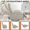 Beige Grey Leatheraire Swivel And Rocker Power Recliner Chair With Lumbar Support, Max Swivel Degree 270 , Heavy Duty Motion Mechanism With Usb And Type C Ports Beige Grey Faux Leather Power Push Button Metal Primary Living Space Medium Firm Pillow Back