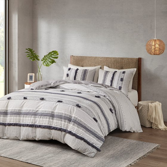 3 Piece Cotton Duvet Cover Set Queen Multicolor Cotton