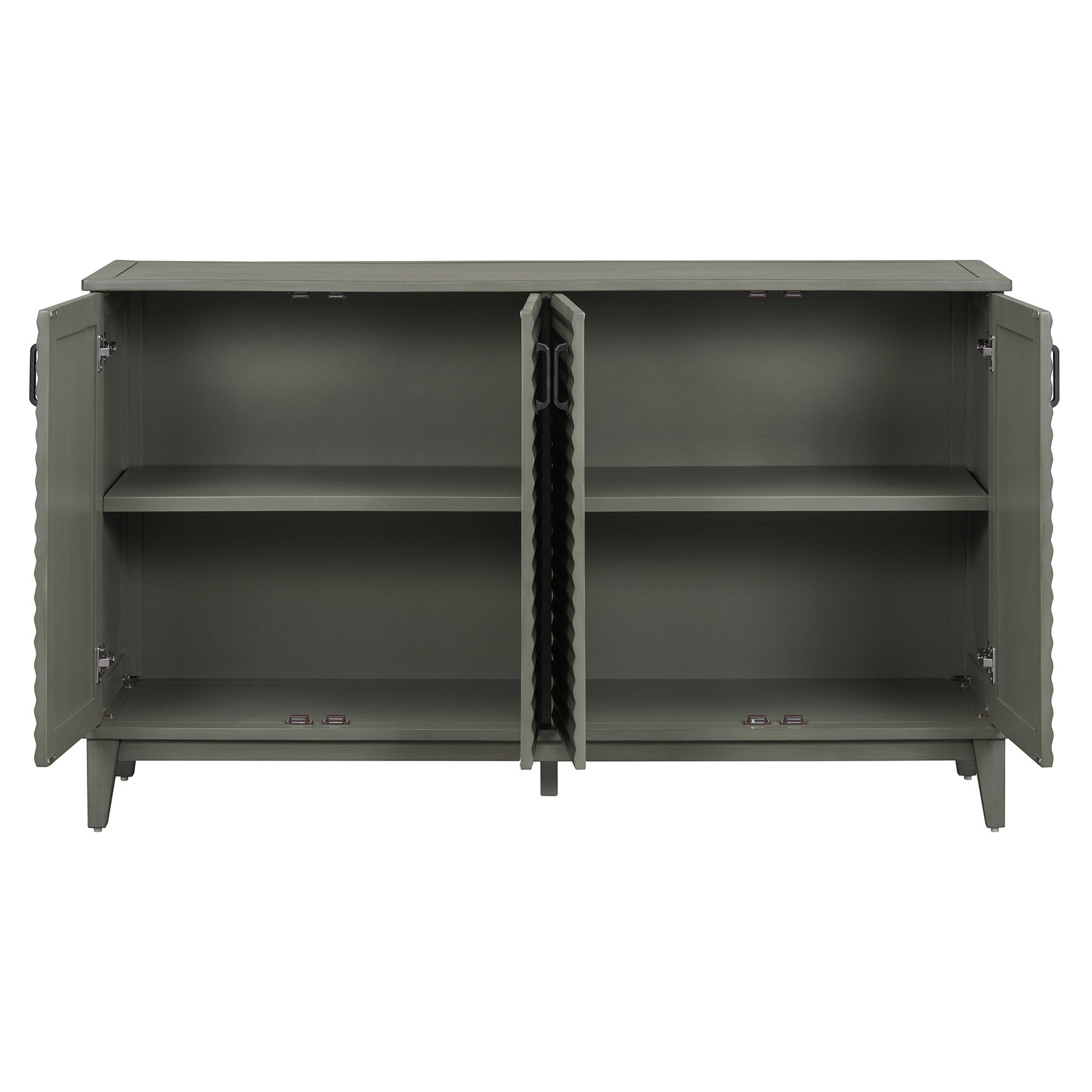 Sideboard With 4 Door Large Storage Buffet With Adjustable Shelves And Metal Handles For Kitchen, Living Room, Dining Room Antique Gray Antique Gray Solid Wood Mdf