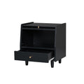 3 Pieces Bedroom Set With Queen Size Wooden Bed Frame, 1 Vintage Nightstand And 1 Makeup Vanity Set With Stool,Black Expected Arrival Time: 08.23 Queen Black 3 Piece Set Wood