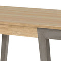 71 Inch Dining Table, Natural Brown Top, Farmhouse Style, Gray Flared Legs Brown Wood