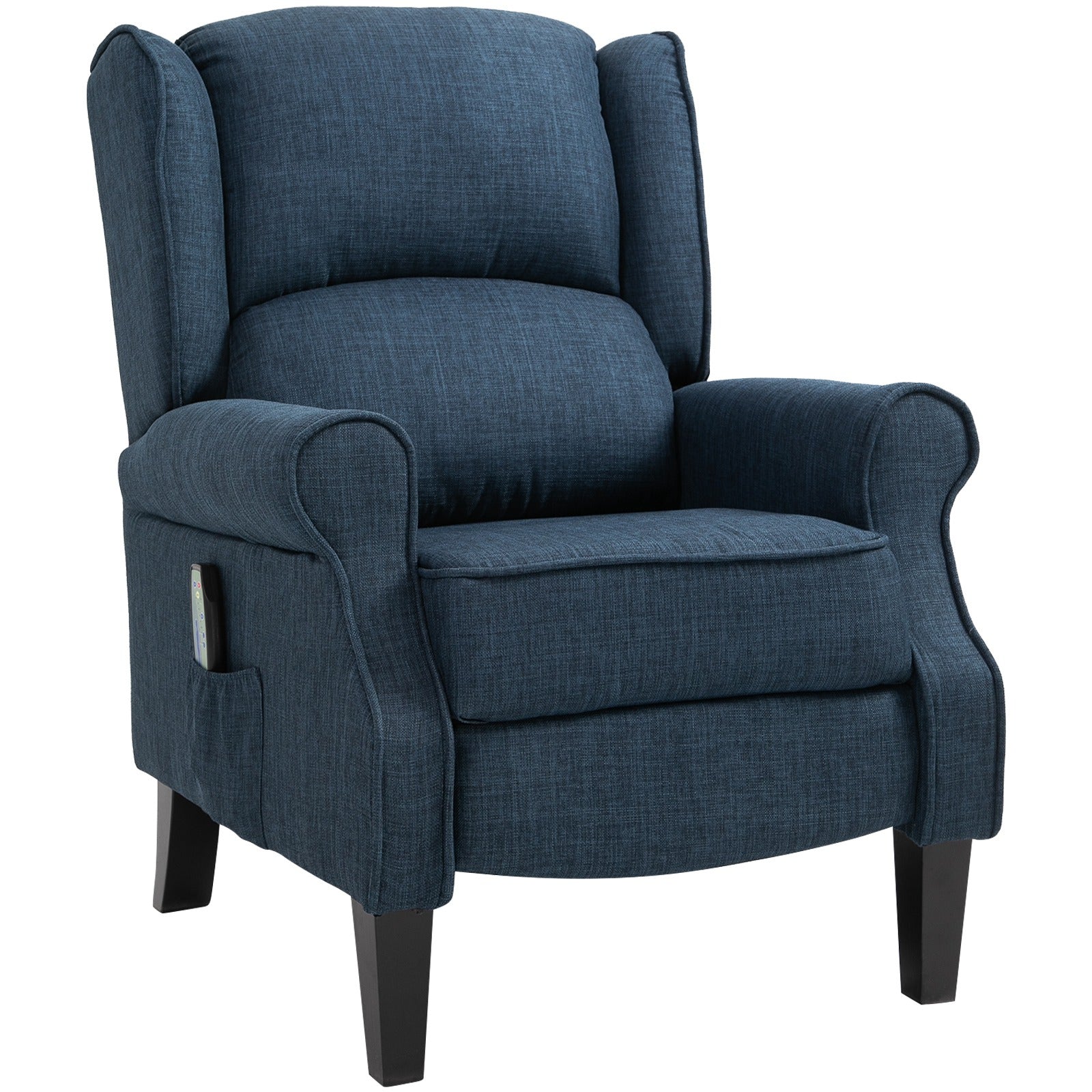 Homcom Massage Recliner Sofa With Heat Function, Remote Control, Blue Blue Polyester