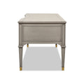 Dauphin Gold Accent 5 Drawer Wood Executive Desk, Grey Cashmere Wood Gray Solid Wood Mdf Wood