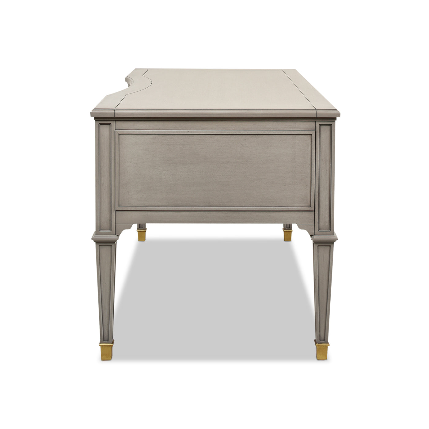 Dauphin Gold Accent 5 Drawer Wood Executive Desk, Grey Cashmere Wood Gray Solid Wood Mdf Wood