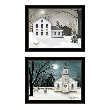 2 Piece Vignette Silent Night Black Framed Wall Art For Living Room, Bedroom Wall Art Print For Home Decor By Billy Jacobs Multi Wood Paper