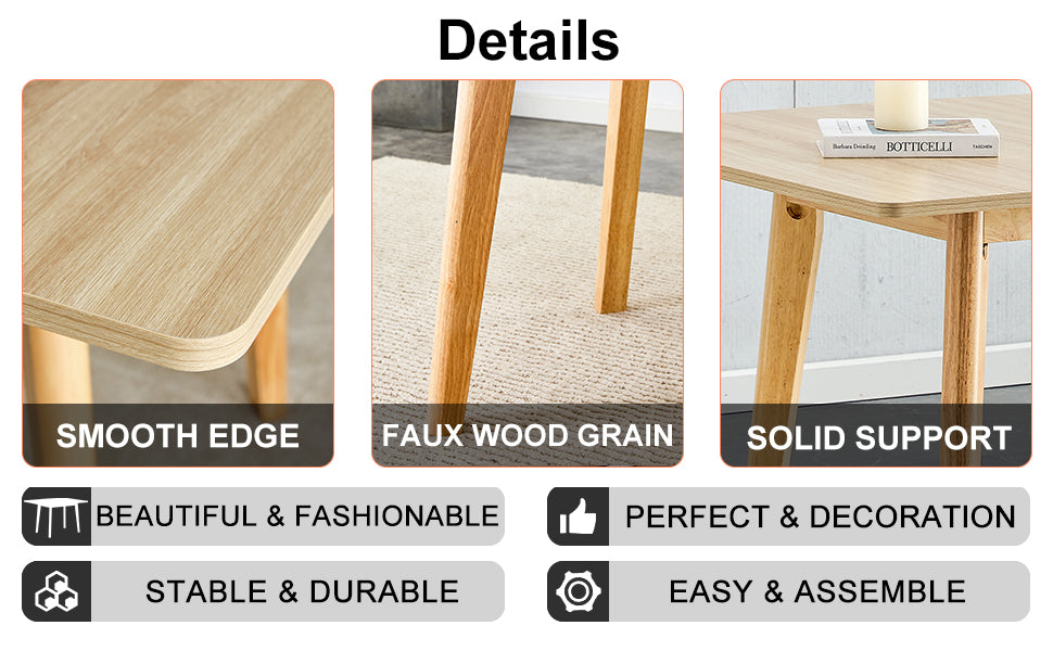 Wood Colored Mdf Desktop With Rubber Wooden Legs, Foldable Computer Desk, Foldable Office Desk, Solid Wood Dining Chair With Small Curved Back And Pu Cushion, Zd 1545 Dx 2361 Wood Seats 4 Wood