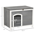 Pawhut Foldable Wooden Dog House Raised Puppy Cage Kennel Cat Shelter For Indoor & Outdoor W Lockable Door Openable Roof Removable Bottom For Small And Medium Pets Grey Grey Wood