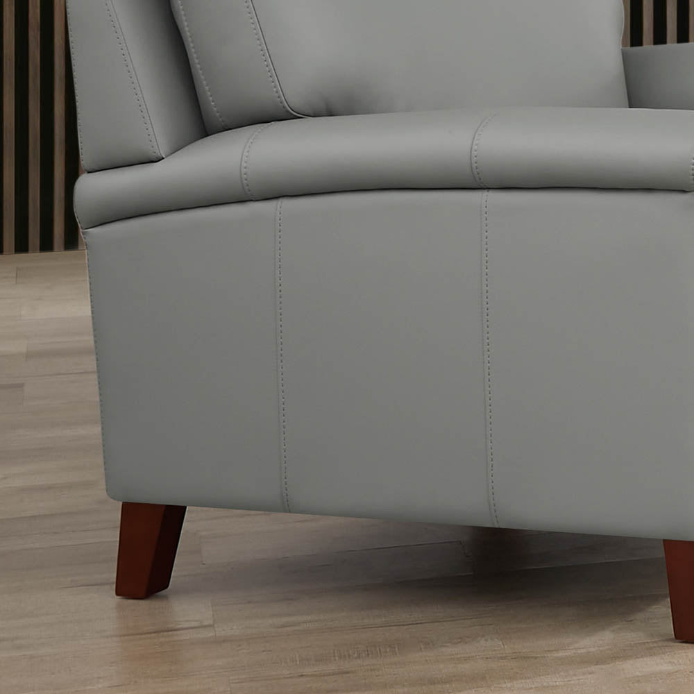 Westcott Leather Chair Silver Grey Memory Foam Genuine Leather