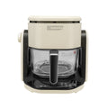 Air Fryer, Large 5 Quart Capacity, Air Fry, Roast, Broil, Bake, Reheat, Keep Warm, Pizza, Dehydrate Off White Stainless Steel