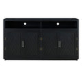 4 Door Classic Sideboard With Open Storage And Adjustable Shelves Perfect For Kitchens, Living Rooms Black Black Mdf