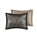 5 Piece Jacquard Bedspread Set With Throw Pillows Black King King Black Cotton