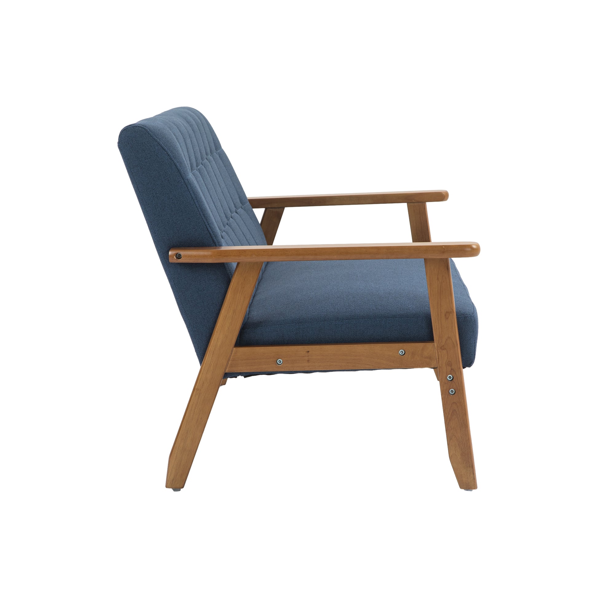 Coolmore Mid Century Modern Solid Loveseat Sofa Upholstered Linen Loveseat, 2 Seat Upholstered Loveseat Sofa Modern Couch Navy Linen 2 Seat