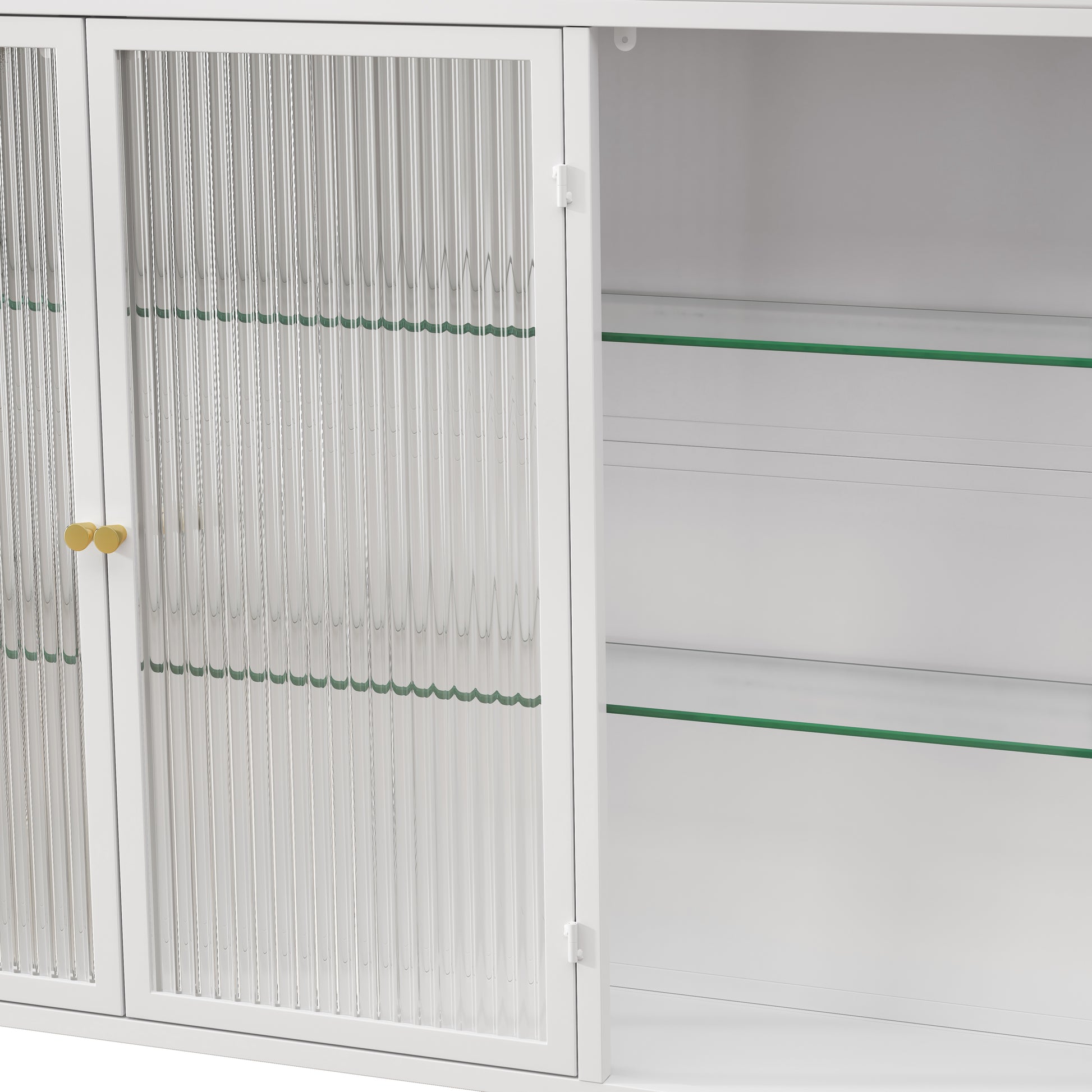 3 Door Arched Wall Mounted Glass Cabinets For Kitchen, Living Room And Bathroom White White Glass Metal