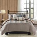 6 Piece Herringbone Duvet Cover Set King Multicolor Polyester