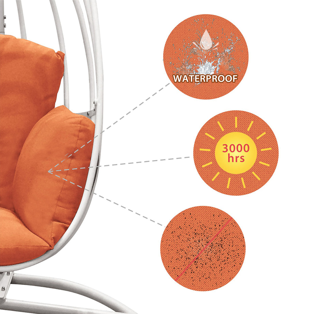 Hanging Egg Chair With Stand, Hammock Swing Chair With Hanging Kit,Orange Orange Rust Resistant Frame Garden & Outdoor Modern Aluminium