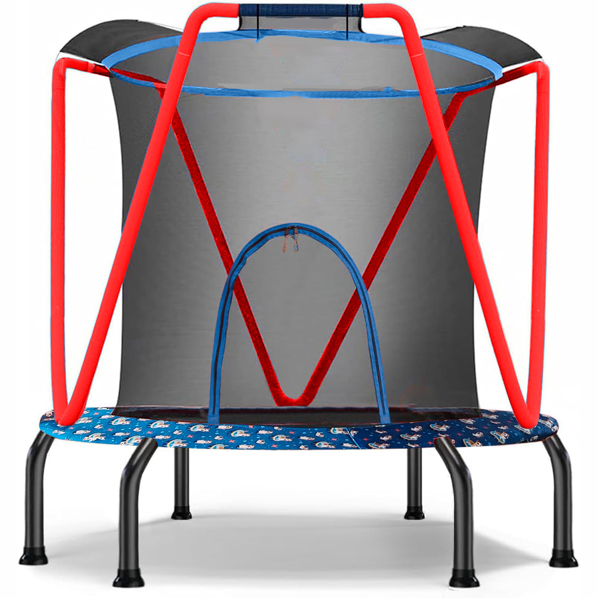 66'' Trampoline For Kids Toddler Indoor Outdoor Small Trampolines For Baby With Heighten Net No Gap Design For Kids Baby Blue Without Aluminium Alloy