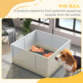 Pawhut Whelping Box For Dogs With Retractable Light Stand, Birth Dog Whelping Box For Puppies With Pig Rail, Pee Padadjustable Height Door For Small, Medium & Large Breed Dogs, 41