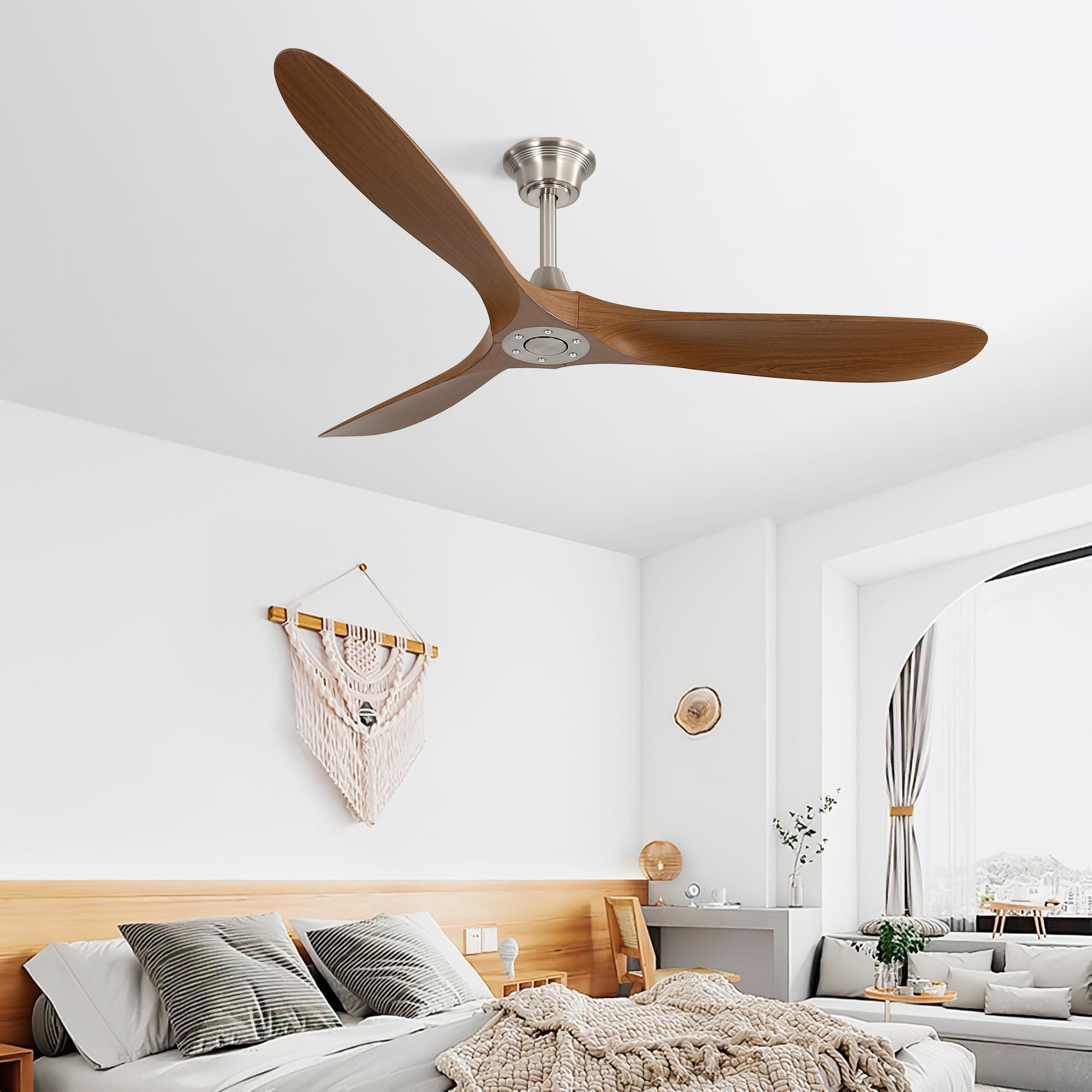 60 Inch Outdoor Ceiling Fan Without Light 3 Abs Blade With Smart App Control Brushed Nickel Abs