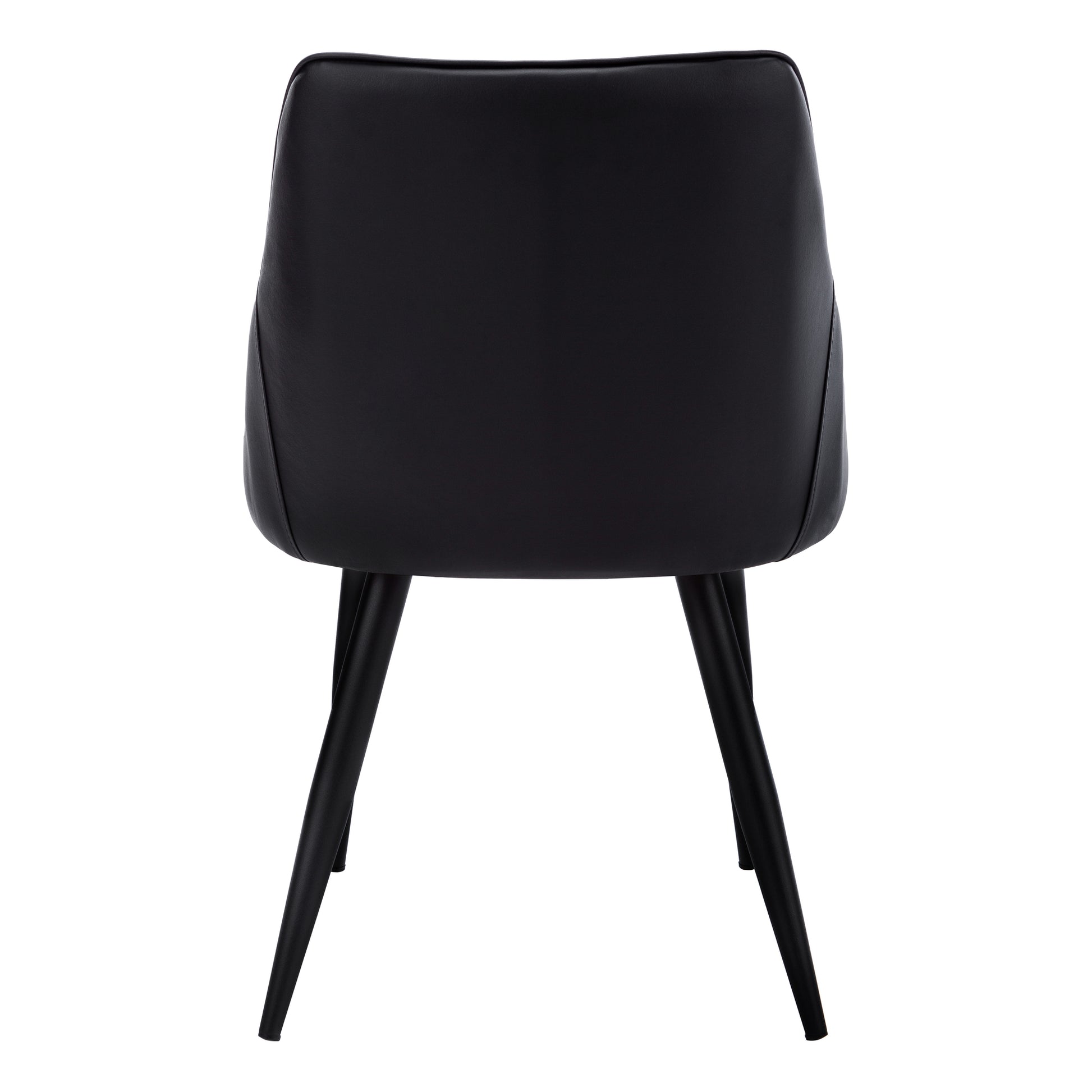 Dining Chair, Set Of 2, Side, Upholstered, Kitchen, Dining Room, Black Leather Look, Black Metal, Contemporary, Modern Black Foam Faux Leather