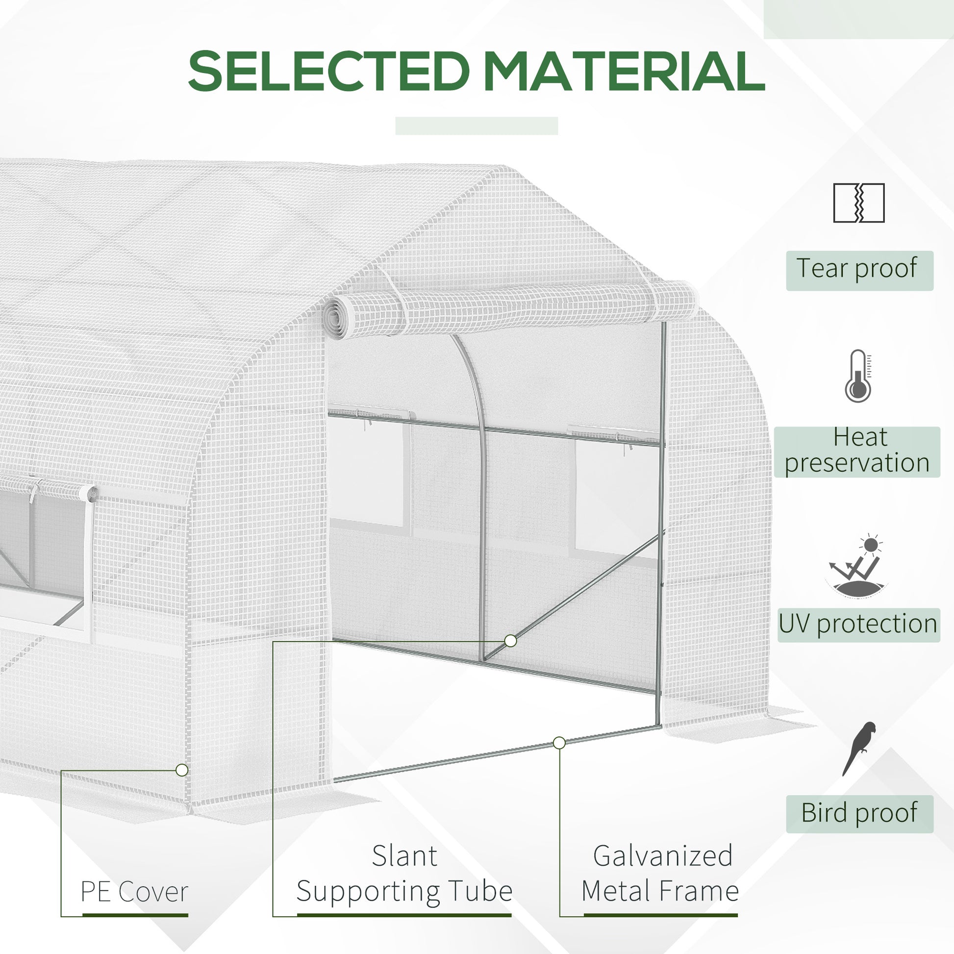 Outsunny 20' X 10' X 7' Walk In Tunnel Greenhouse With Zippered Mesh Door & 8 Mesh Windows, Gardening Plant Hot House With Galvanized Steel Hoops, White White Steel