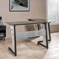 L Shape Glass Office Desk Grey Black Mdf