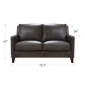 Ashby Waxy Pull Up Leather Loveseat Dark Granite Down Filling Genuine Leather