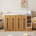 Modern Loft Bed With Two Tone Storage Stairs And Pull Out Wardrobes, White Twin White Solid Wood Mdf