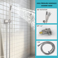 Rainfall Shower System With Storage Rack 10 Inch Shower Faucet Set Brushed Nickel With High Pressure With Square Shower Head Luxury Shower Set Wall Mount Brushed Nickel Metal