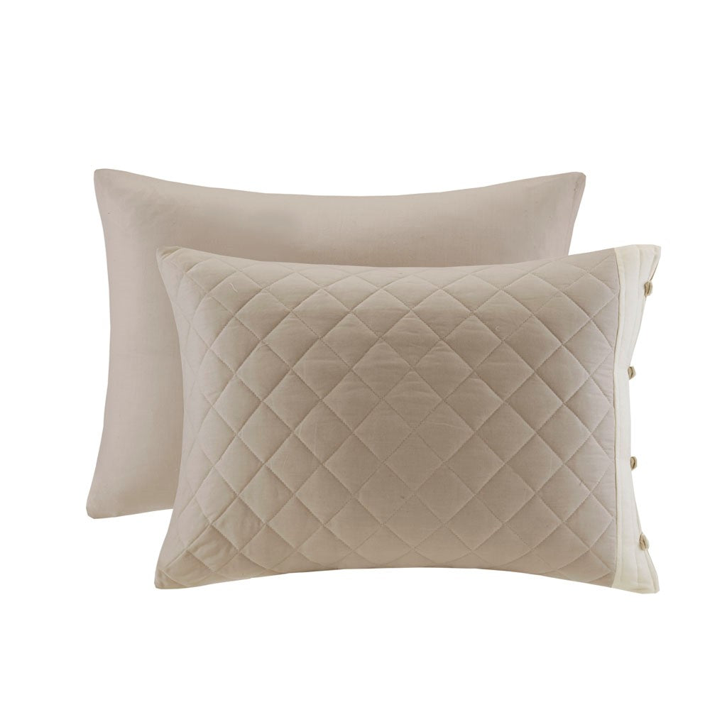 4 Piece Cotton Reversible Tailored Bedspread Set Khaki Queen Queen Khaki Cotton