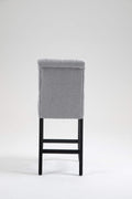 Counter Height Bar Stools Set Of 2 Tufted Linen Barstools Mid Century Wood Bar Stools With Back For Kitchen Island Indoor, Set Of 2 Gray Rubber Wood