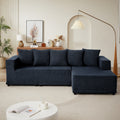 Chenille L Shaped Sectional Sofa Set,Minimalist Style Modular Sectional Sofa, Luxury Chenille Fabric Cloud Couch For Living Room Blue Chenille 4 Seat