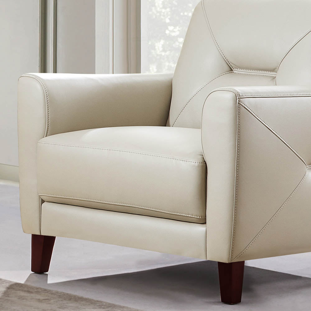 Mavis Leather Chair Beige Memory Foam Genuine Leather