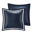 8 Piece Jacquard Comforter Set Navy Silver Cal King California King Navy Silver Polyester