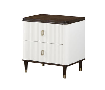 Carena White & Walnut Finish Night Stand W Usb White Walnut Synthetic Wood
