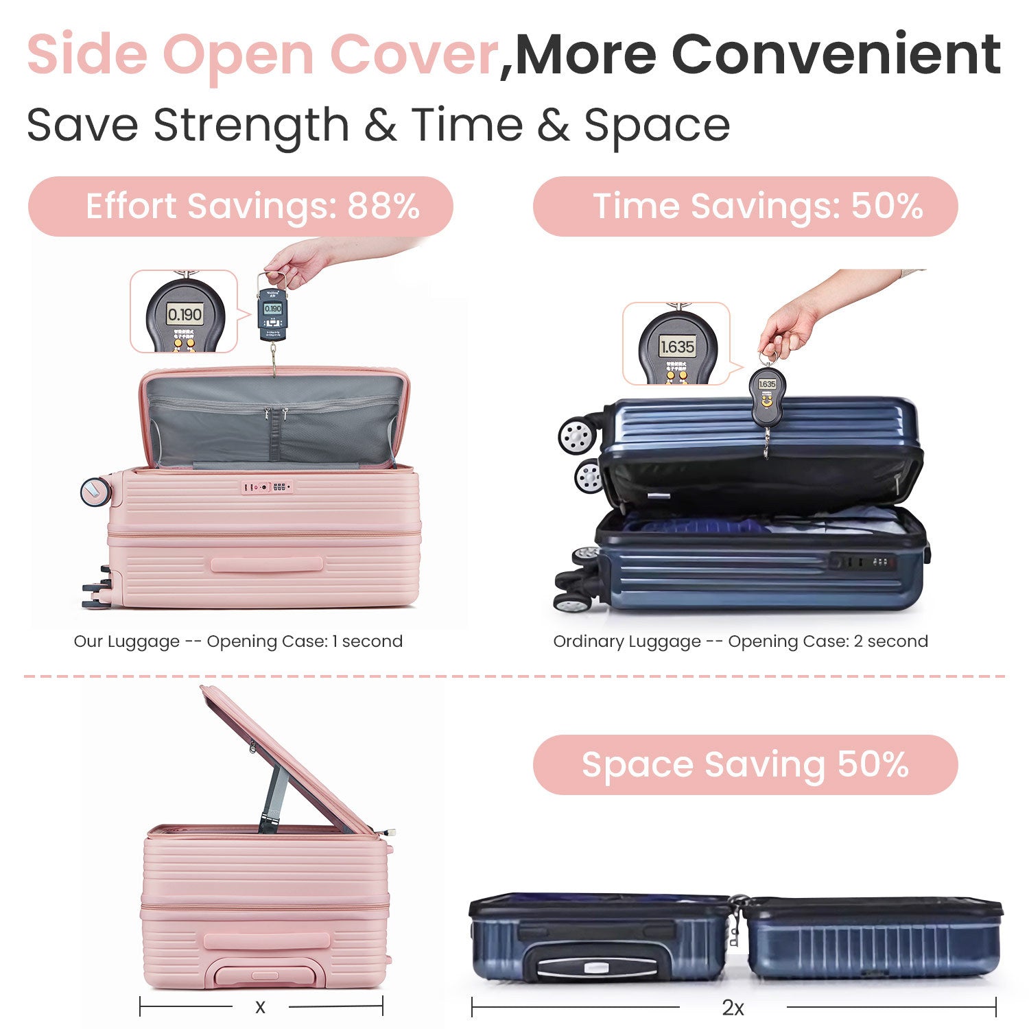 Luggage Sets 3 Piece 20 24 28 , Expandable Carry On Luggage With Tsa Lock Airline Approved, 100% Pc Hard Shell And Lightweight Suitcase With Front Pocket And Spinner Wheels Pink Pc