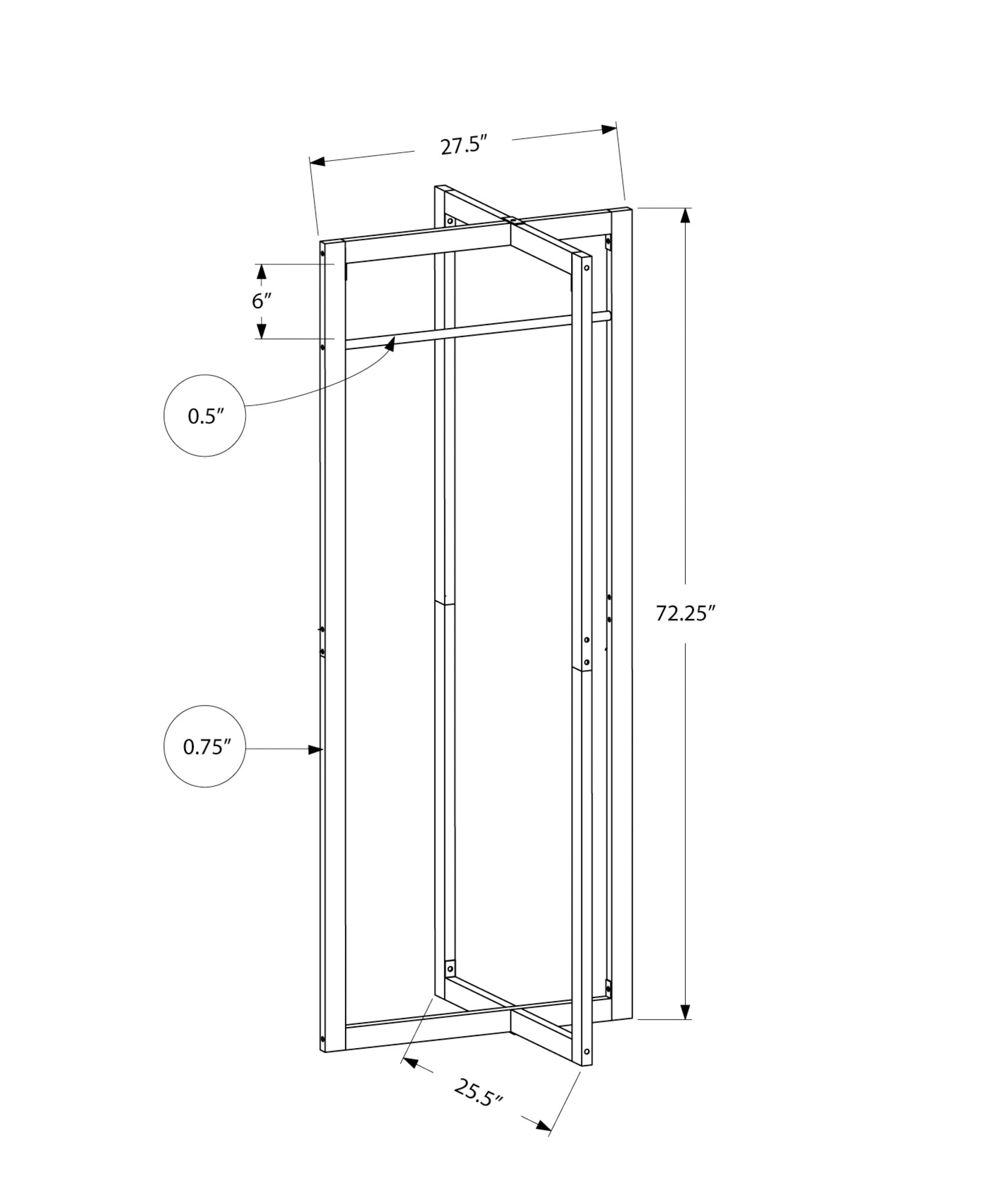 Coat Rack, Hall Tree, Free Standing, Hanging Bar, Entryway, 72"H, Bedroom, White Metal, Contemporary, Modern White Metal