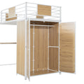 Twin Size Loft Bed With L Shape Desk And Wardrobe, White Twin White Metal & Wood