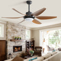 54 Inch Indoor Ceiling Fan With Dimmable Led Light Abs Blades Remote Control Reversible Dc Motor For Living Room Black Abs