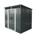 6Ft X 5Ft Outdoor Metal Storage Shed With Lockable Sliding Doors And Transparent Plate For Garden, Lawn Black And White Black White Iron