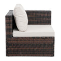Patio Furniture, Outdoor Furniture, Seasonal Pe Wicker Furniture, 5 Set Wicker Furniture With Tempered Glass Coffee Table Brown Seats 4 Pe Rattan Iron Waterproof Fabric