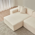 Modular Sectional Couch, Lambswool Fabric Modern L Shape Sectional Sofa With Chaise Lounge, Living Room Upholstered 5 Seater Corner Sofa Couch For Bedrooms, Apartment Beige Foam Sherpa 5 Seat