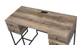 Desirre Rustic Oak & Black Finish Wirting Desk W Usb Port Oak Synthetic Wood