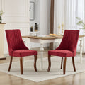 Rayon Cloth Flocking Linen Dining Chairs Channel Kitchen Dinner Chair Comfy Fabric Upholstered Accent Chair For Dining Room With Curved Solid Wood Legs,Set Of 2 Wine Red , Sw1847Wr Wine Red Light