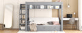 Wood Full Size Convertible Bunk Bed With Storage Staircase, Bedside Table, And 3 Drawers, Gray Gray Solid Wood Mdf