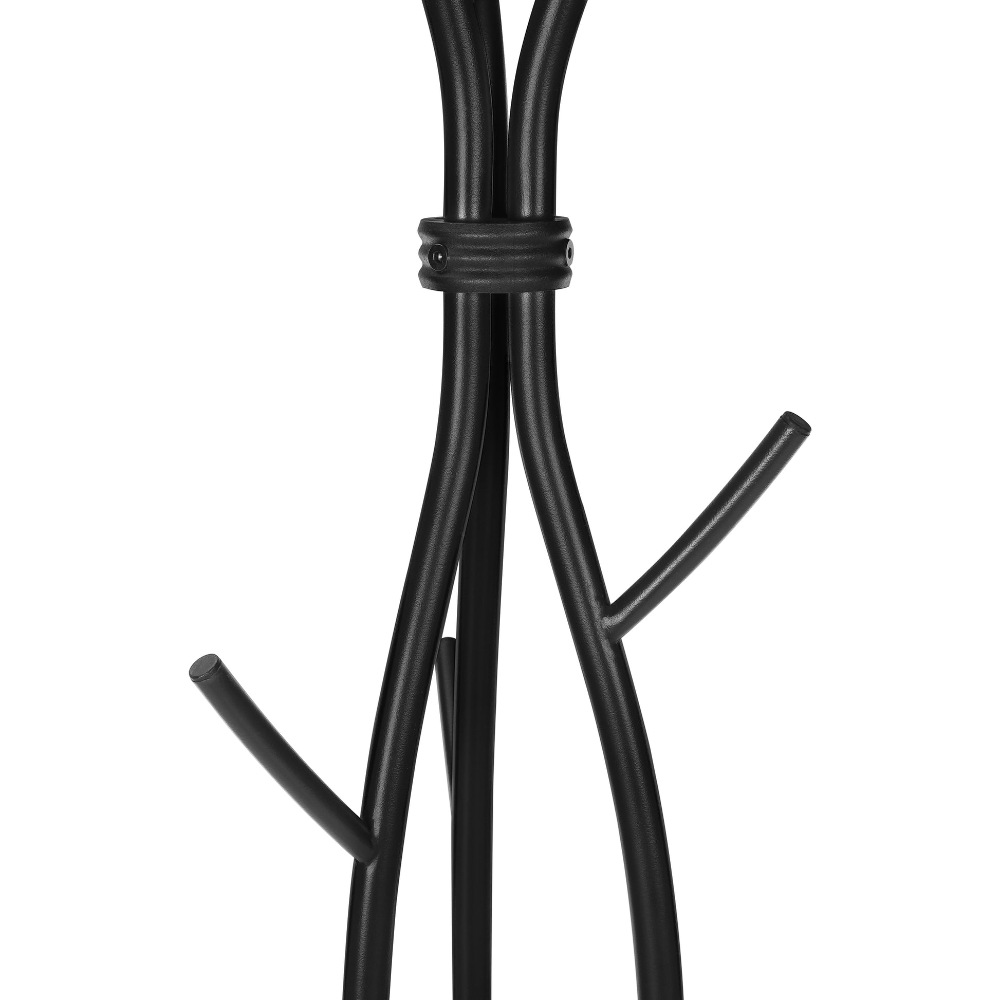 Coat Rack, Hall Tree, Free Standing, 11 Hooks, Entryway, 74"H, Bedroom, Black Metal, Contemporary, Modern Black Metal