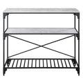 Black And Concrete 2 Shelf Kitchen Island Black Grey Kitchen Industrial Rectangular Stationary Kitchen Islands Wood Metal