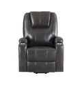 Gunmetal 2 Cup Holder Power Lift Recliner Grey Faux Leather Power Remote Metal Primary Living Space Tight Back Push Button Pillow Top Arms Faux Leather