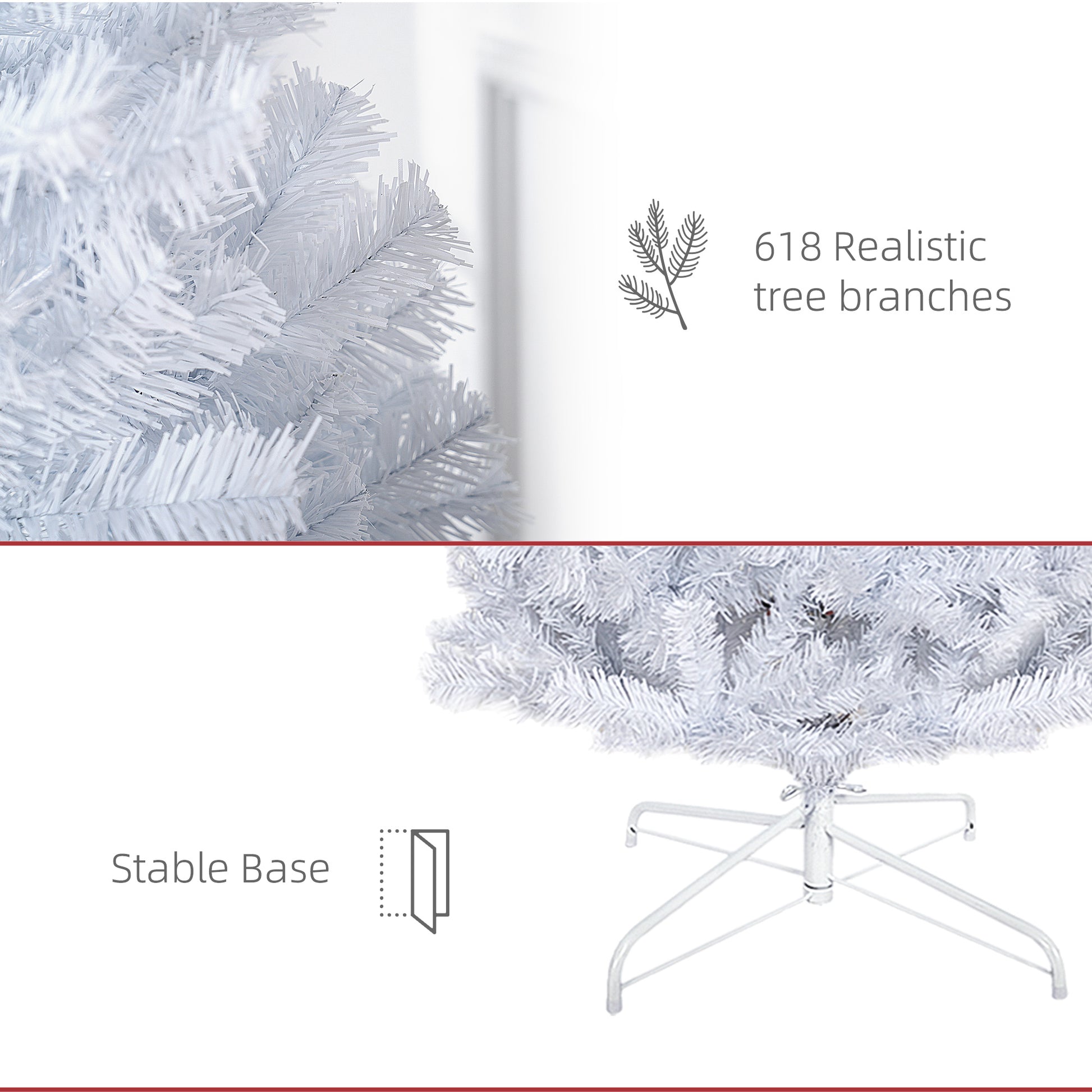 Homcom 6Ft Pencil Christmas Tree, Unlit Artificial Christmas Tree Slim Douglas Fir Xmas Tree With Realistic Branches, Halloween Tree With 618 Tips, White White Plastic