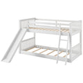 Twin Over Twin Bunk Bed With Convertible Slide And Ladder, White Old Sku: Sm000213 Box Spring Not Required Twin White Wood Bedroom Bunk Pine
