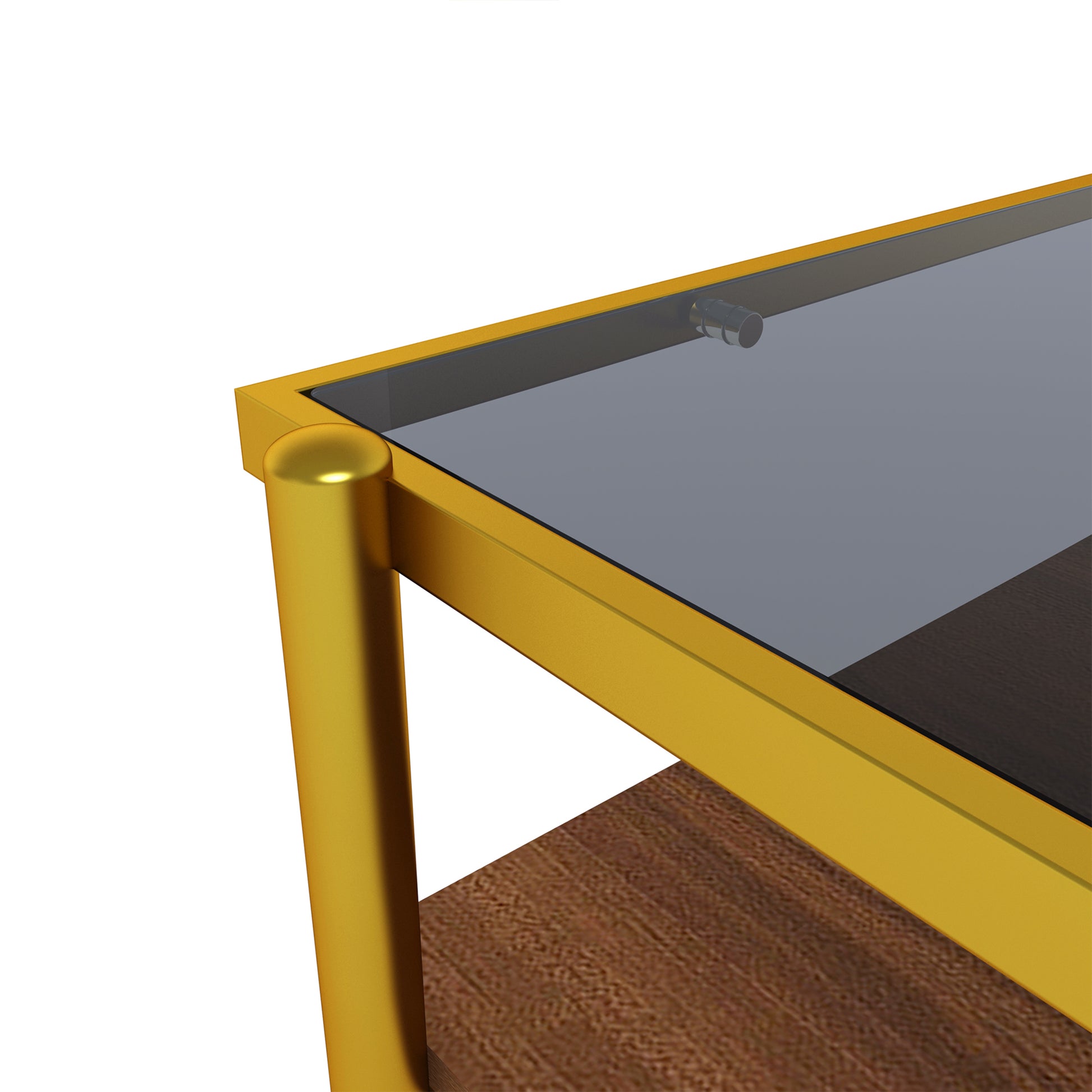 Rectangle Coffee Table With Gray Tempered Glass Top And Golden Legs, Modern Table For Living Room Gray Tempered Glass